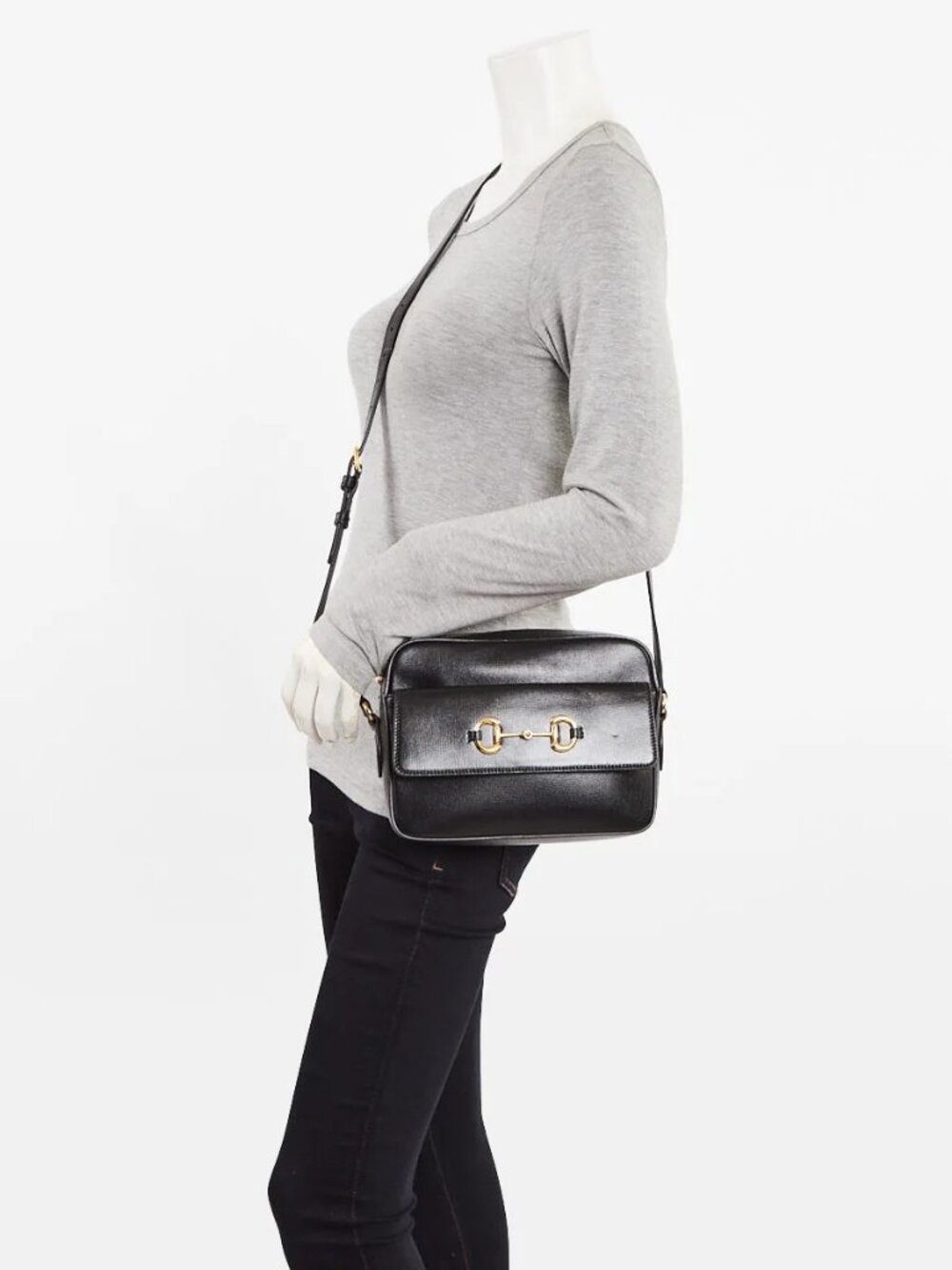 Gucci Black Leather Horsebit 1955 Small Shoulder Bag